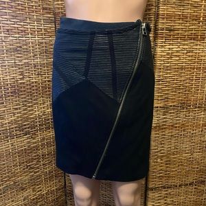 * SALE * Yigal Azrouel Black Leather Trim Skirt